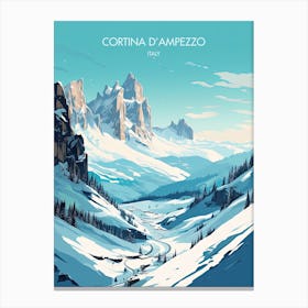Poster Of Cortina D Ampezzo   Italy, Ski Resort Illustration 1 Canvas Print