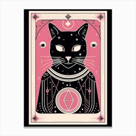 The Magician Tarot Card, Black Cat In Pink 2 Canvas Print