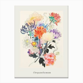 Chrysanthemum 2 Collage Flower Bouquet Poster Canvas Print