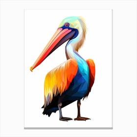 Colourful Geometric Bird Brown Pelican 2 Canvas Print