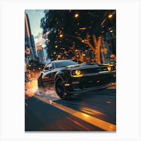 Speeding Car In The City Canvas Print
