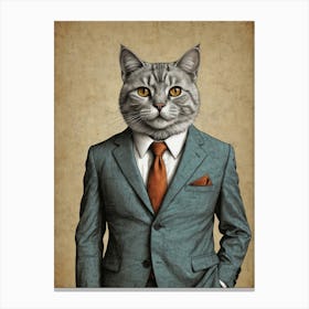 Cat In A Suit 21 Canvas Print