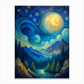 The Night and Moonlight Canvas Print