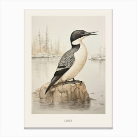 Vintage Bird Drawing Loon 1 Poster Canvas Print