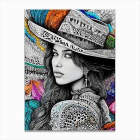 Woman In A Hat 14 Canvas Print