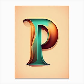 P, Letter, Alphabet Retro Drawing 3 Canvas Print