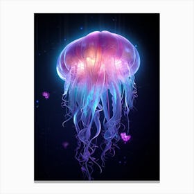 Lions Mane Jellyfish Neon Illustration 7 Canvas Print