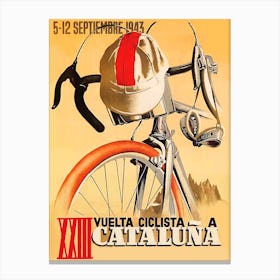 Bicycle Race In Cataluna, Spain Canvas Print