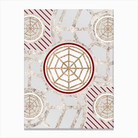 Geometric Abstract Glyph in Festive Gold Silver and Red n.0067 Canvas Print