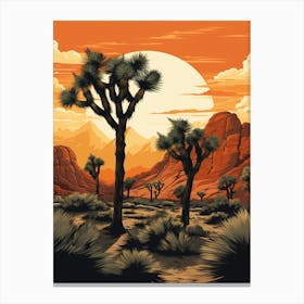 Joshua Tree In Mountains In Style Of Gold And Black (3) Canvas Print