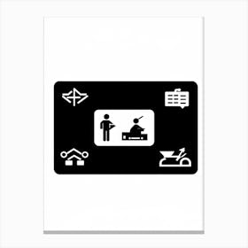 Black Icon Interface Representing Various Sectors Including Transportation Medicine Mobile School (2) Canvas Print