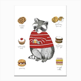 Raccoon Loves Cakes Canvas Print
