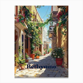 Rethymno Greece Summer Travel Art Illustration Canvas Print