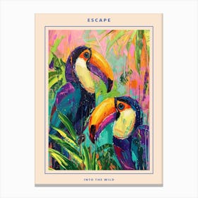 Colourful Toucan Brushstrokes Poster Canvas Print