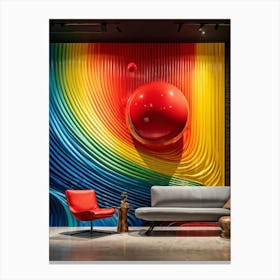 Abstract Mural On A Wall Vibrant Red Green Blue Yellow Signal Colors Flowing In A 3d Illusion Ac Canvas Print