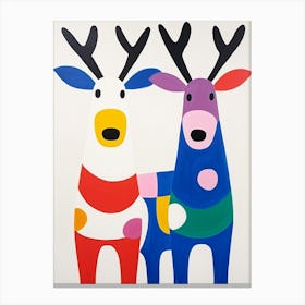 Colourful Kids Animal Art Reindeer 2 Canvas Print