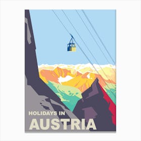 Holidays In Austria, Ski Lift Over The Mountain Canvas Print