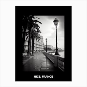 Poster Of Nice, France, Mediterranean Black And White Photography Analogue 7 Canvas Print