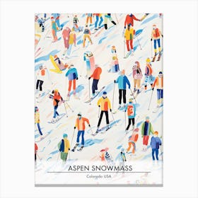 Aspen Snowmass   Colorado Usa, Ski Resort Poster Illustration 7 Canvas Print