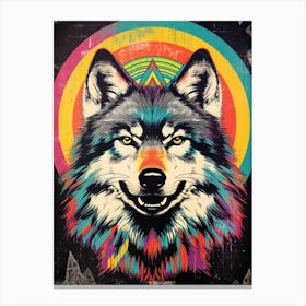 Himalayan Wolf Retro Colourful 2 Canvas Print