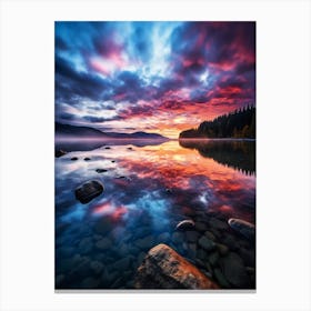 Sunset Over Lake Canvas Print