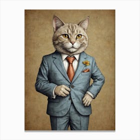 Cat In A Suit 22 Canvas Print