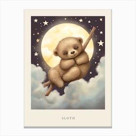 Sleeping Baby Sloth 2 Nursery Poster Canvas Print