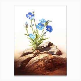 Forget Me Not, Sprouting From A Rock In The Dessert  (3) Canvas Print