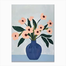 Flowers In A Blue Vase Canvas Print