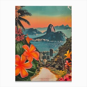 Rio De Janeiro   Floral Retro Collage Style 3 Canvas Print