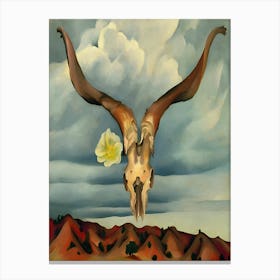 Georgia O'Keeffe - Ram's Head, White Hollyhock-Hills 1 Canvas Print