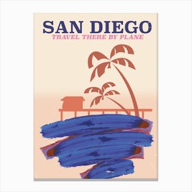 San Diego "Travel there by plane" Vintage style travel poster Canvas Print