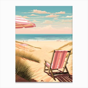 An Illustration In Pink Tones Of Outer Banks Beach North Carolina 1 Canvas Print