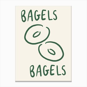 Bagels Bagels cream and green kitchen Canvas Print
