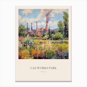 Gas Works Park Seattle 3 Vintage Cezanne Inspired Poster Canvas Print