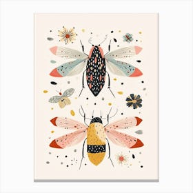 Colourful Insect Illustration Fly 12 Canvas Print