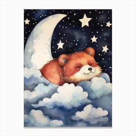 Baby Red Panda 2 Sleeping In The Clouds Canvas Print