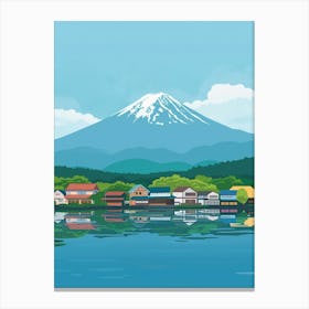 Fujikawaguchiko Japan Colourful Illustration Canvas Print