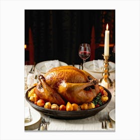 An Autumn Feast Imbued With Sincere Gratitude A Perfectly Roasted Turkey Sits Proudly At The Center (1) Canvas Print