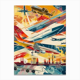 Air Space Museum New York Colourful Silkscreen Illustration 3 Canvas Print