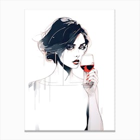 Girl With A Glass Of Wine Canvas Print
