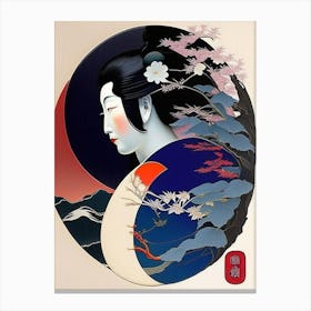 Colour Yin and Yang 7, Japanese Ukiyo E Style Canvas Print