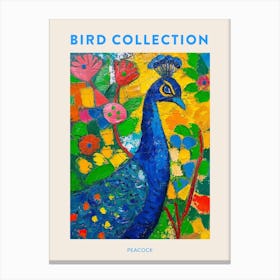 Colourful Peacock Painting 2 Poster Canvas Print
