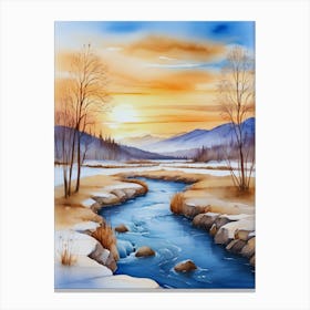 Sunset In The Mountains Canvas Print