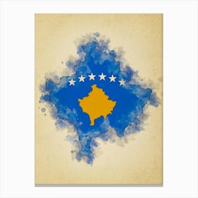 Kosovo Flag Vintage Canvas Print