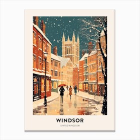 Winter Night  Travel Poster Windsor United Kingdom 1 Canvas Print