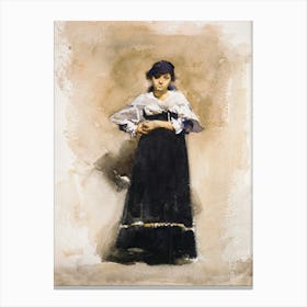Young Woman With A Black Skirt Early 1880s, John Singer Sargent Canvas Print