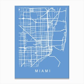 Miami Map Blueprint Canvas Print