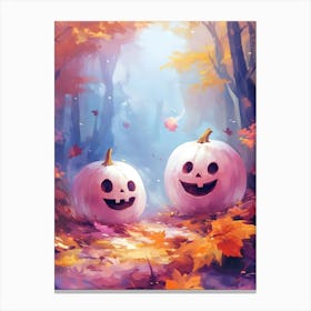 Halloween Pumpkins In The Woods 4 Canvas Print