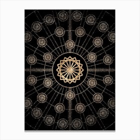 Geometric Glyph Radial Array in Glitter Gold on Black n.0443 Canvas Print
